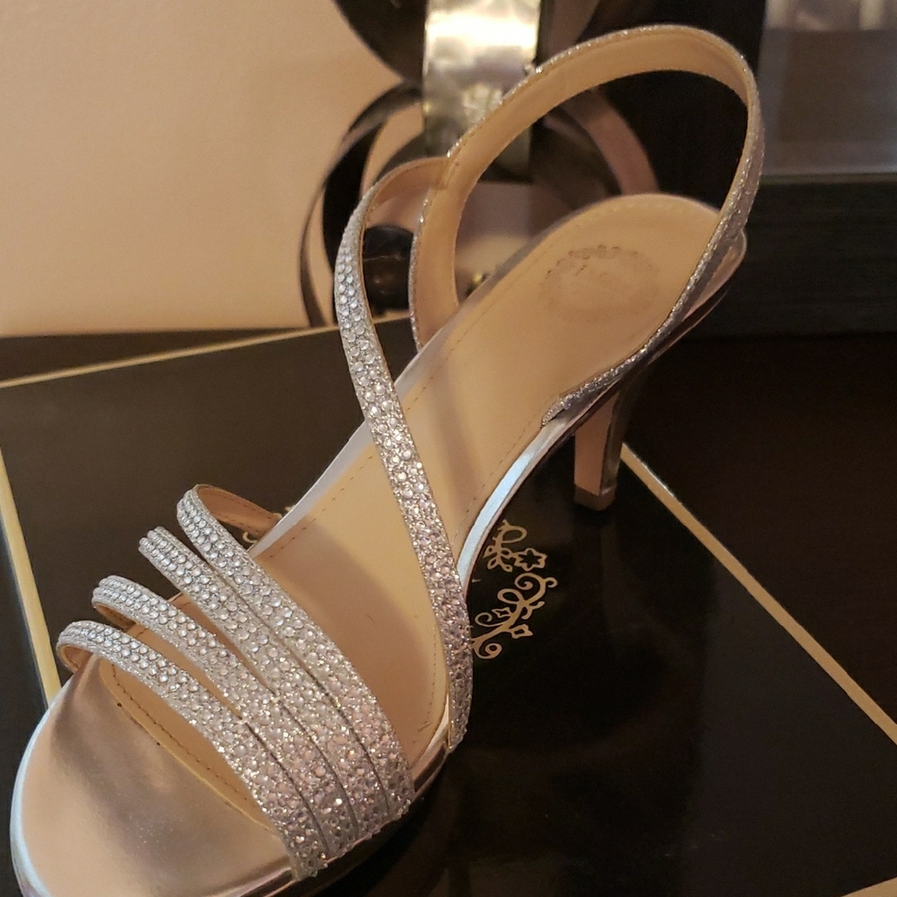 Elegant Silver Strappy Women's Heels
